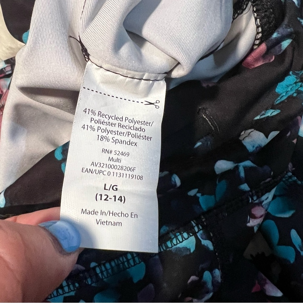 Avia Active Core Performance Legging Black Floral L 12-14 - Picture 11 of 11